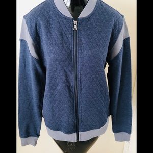 NET GUESS MEN SWEAT BLUE JACKET FULL ZIP MOCK SZ S